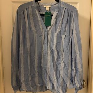 NWT H&M blue stripes top blouse size US10